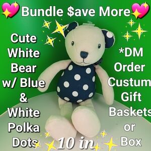 Plush Stuffed Animal Toy - Blue and White